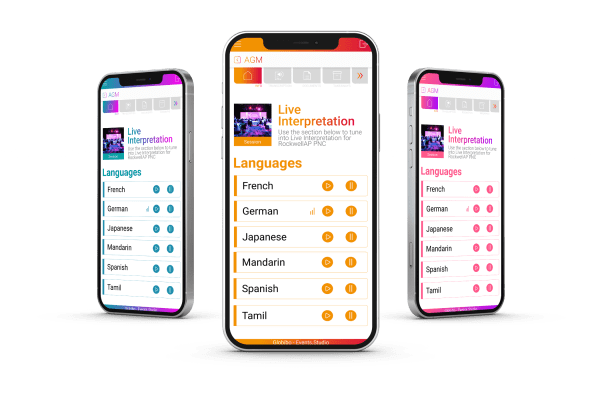 Live Interpretation Language Selection in AGM- Mobile View